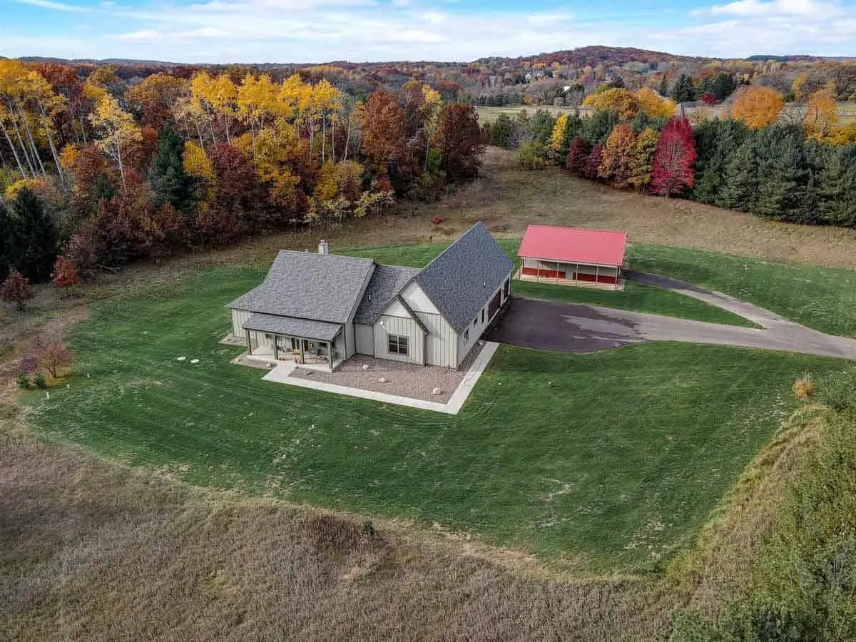 Aerial view of a custom home