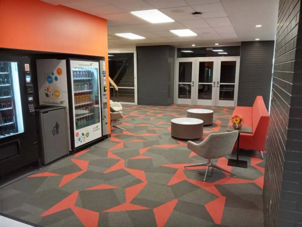 School commons with vending and seating