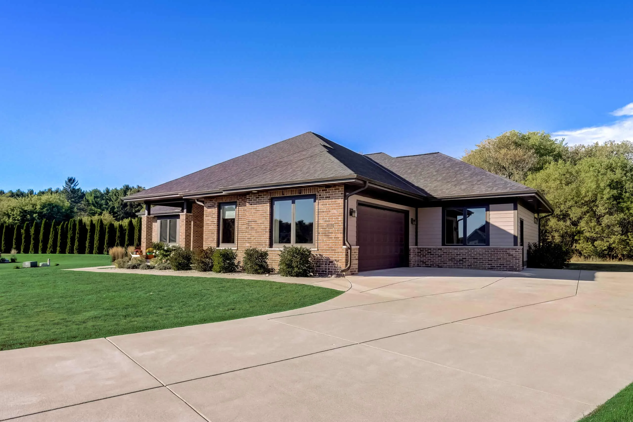 Custom brick home with attached garage