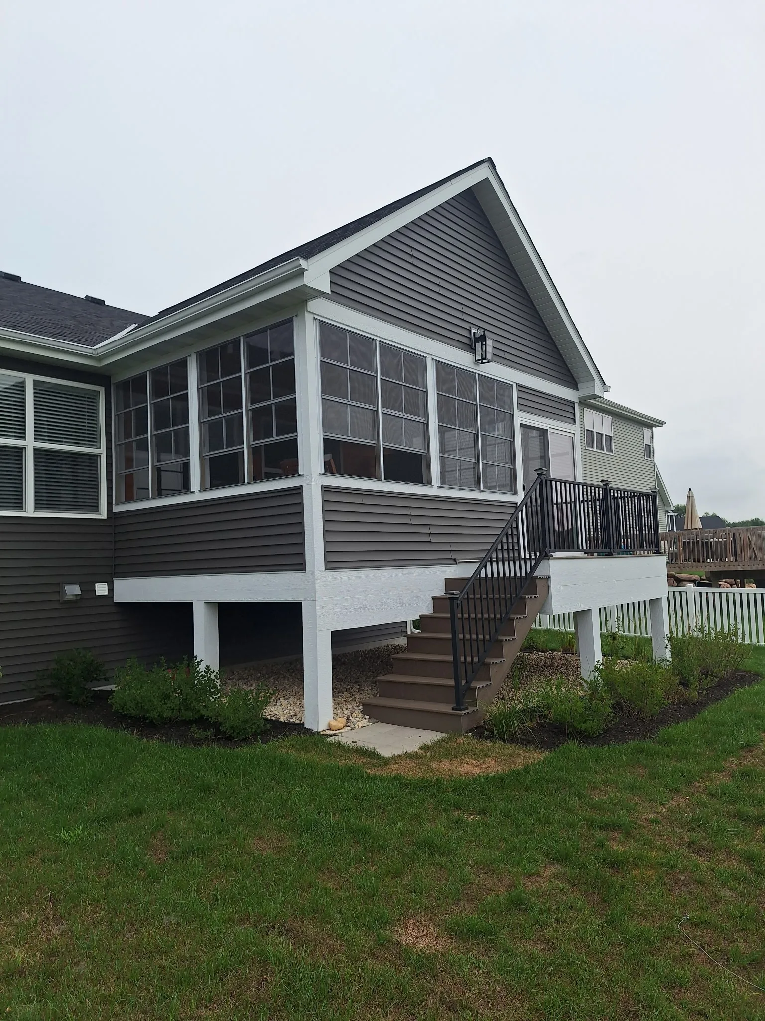 Screened porch and open lawn